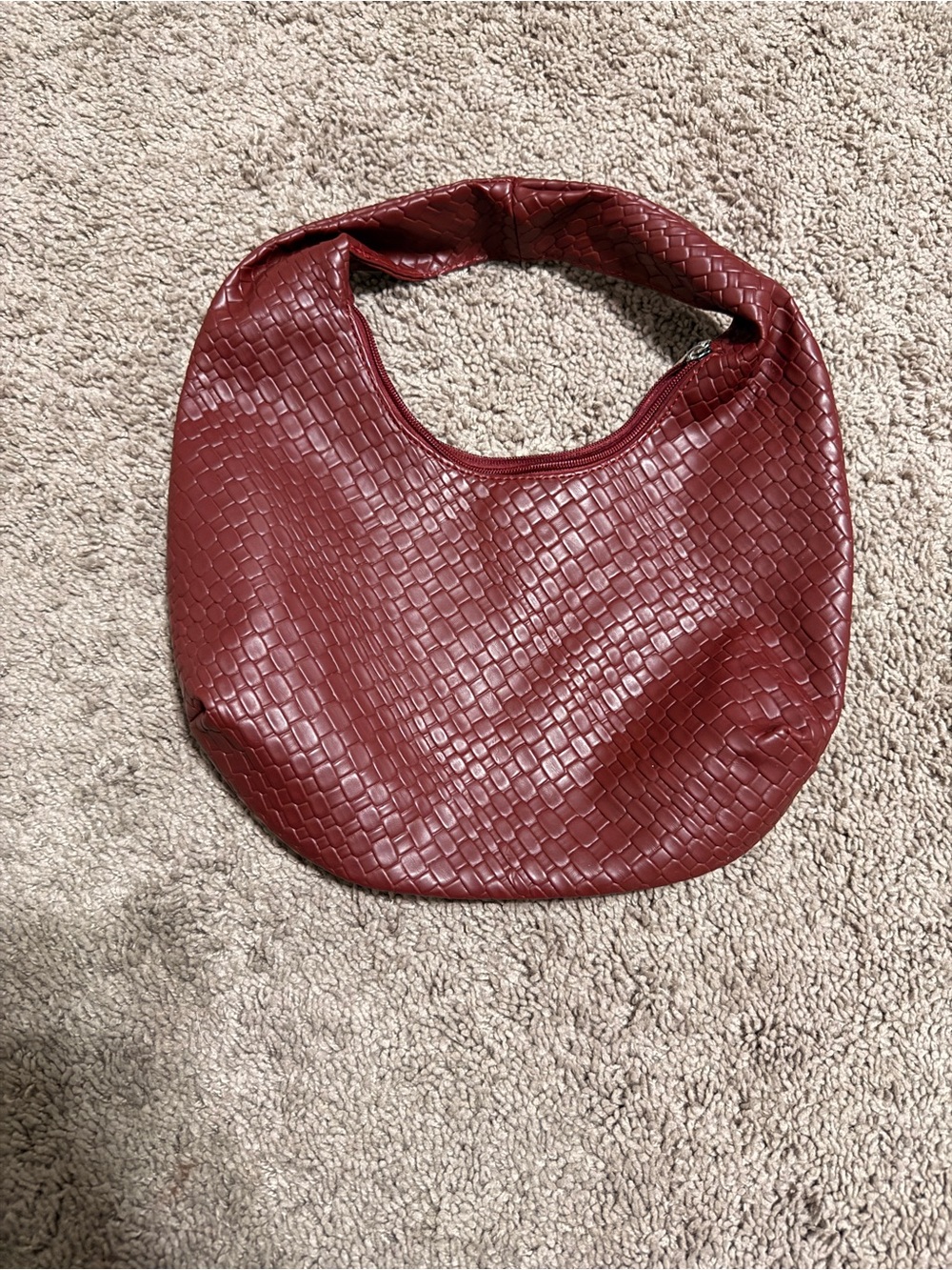 SHEIN Burgundy Woven Hobo Shoulder Bag